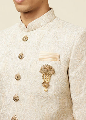 Sober Biscuit Color Sherwani Suit image number 1